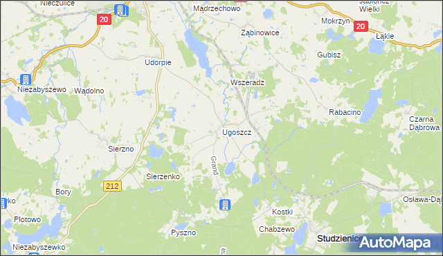 mapa Ugoszcz gmina Studzienice, Ugoszcz gmina Studzienice na mapie Targeo