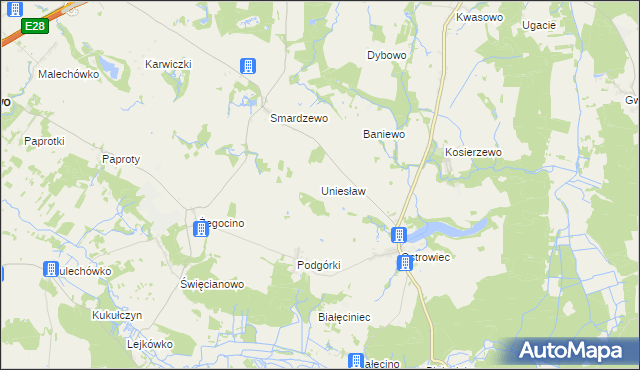 mapa Uniesław, Uniesław na mapie Targeo