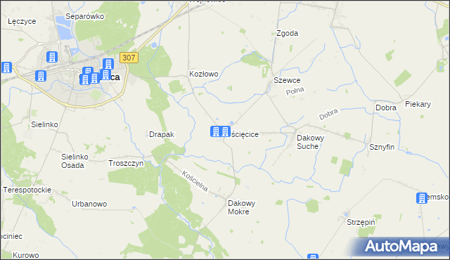 mapa Uścięcice, Uścięcice na mapie Targeo