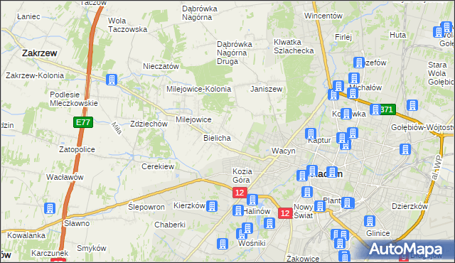 mapa Wacyn, Wacyn na mapie Targeo