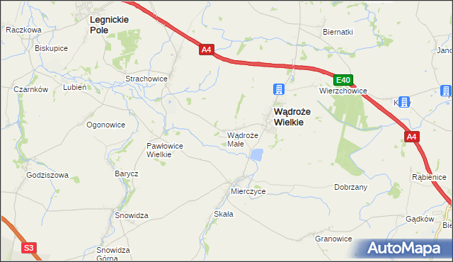 mapa Wądroże Małe, Wądroże Małe na mapie Targeo