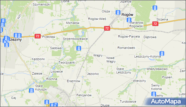 mapa Wągry, Wągry na mapie Targeo