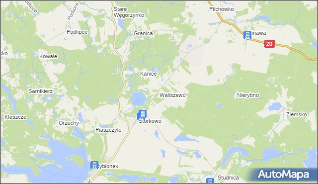 mapa Waliszewo gmina Ińsko, Waliszewo gmina Ińsko na mapie Targeo