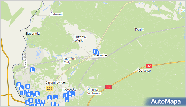 mapa Wałowice gmina Gubin, Wałowice gmina Gubin na mapie Targeo