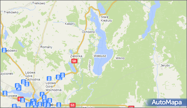 mapa Wałpusz, Wałpusz na mapie Targeo
