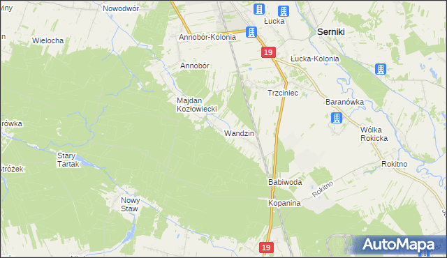 mapa Wandzin gmina Lubartów, Wandzin gmina Lubartów na mapie Targeo