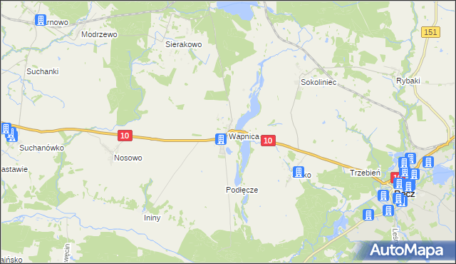 mapa Wapnica gmina Suchań, Wapnica gmina Suchań na mapie Targeo