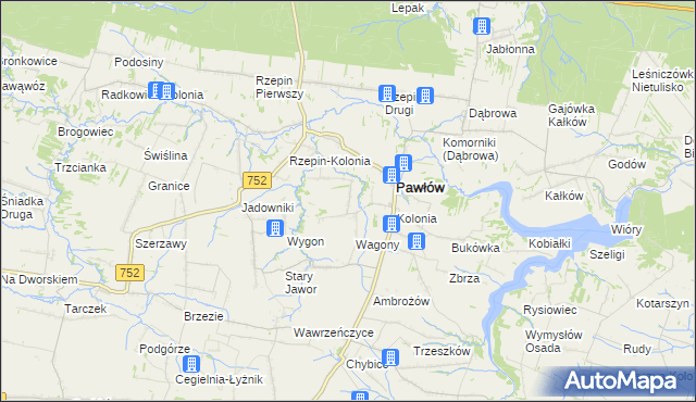 mapa Warszówek, Warszówek na mapie Targeo