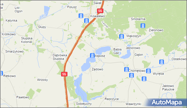 mapa Wąsosz gmina Szubin, Wąsosz gmina Szubin na mapie Targeo