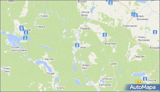mapa Wda, Wda na mapie Targeo