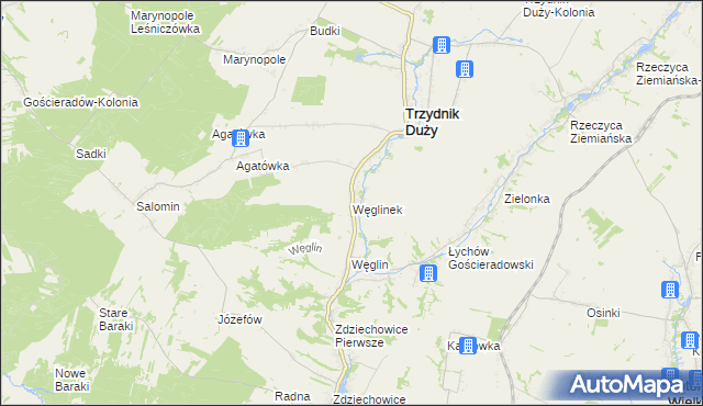mapa Węglinek gmina Trzydnik Duży, Węglinek gmina Trzydnik Duży na mapie Targeo