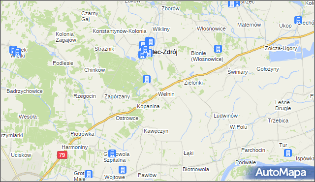 mapa Wełnin, Wełnin na mapie Targeo