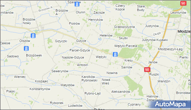 mapa Wężyki, Wężyki na mapie Targeo
