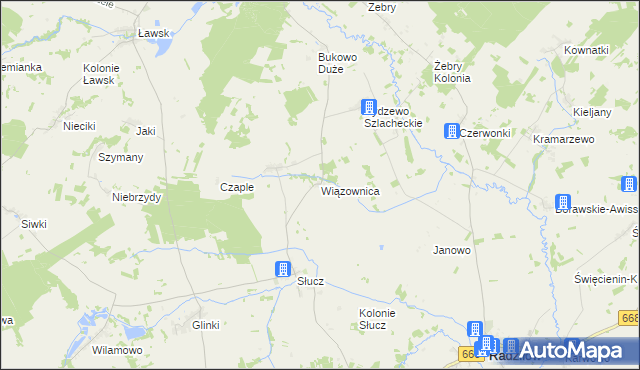mapa Wiązownica gmina Radziłów, Wiązownica gmina Radziłów na mapie Targeo