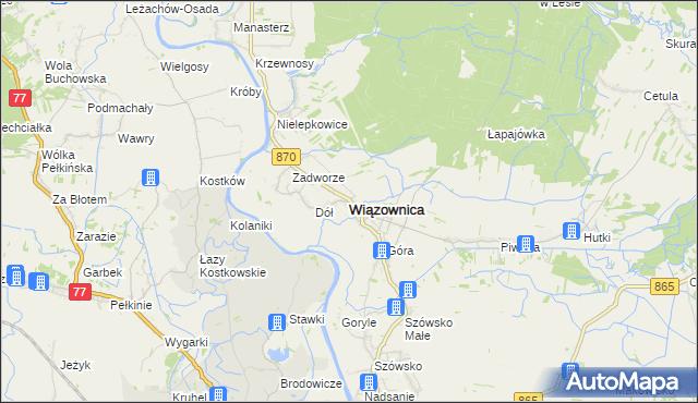mapa Wiązownica powiat jarosławski, Wiązownica powiat jarosławski na mapie Targeo