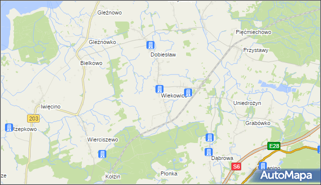 mapa Wiekowice gmina Darłowo, Wiekowice gmina Darłowo na mapie Targeo