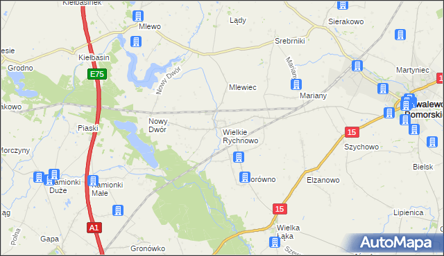 mapa Wielkie Rychnowo, Wielkie Rychnowo na mapie Targeo