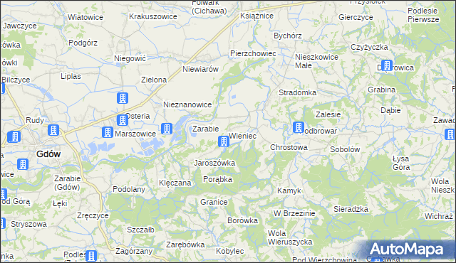 mapa Wieniec gmina Gdów, Wieniec gmina Gdów na mapie Targeo