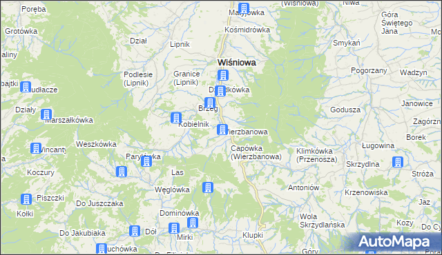mapa Wierzbanowa, Wierzbanowa na mapie Targeo