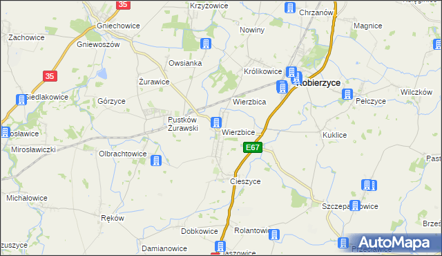 mapa Wierzbice, Wierzbice na mapie Targeo