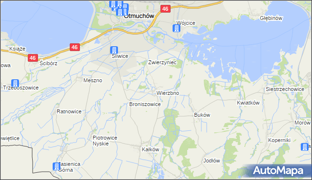 mapa Wierzbno gmina Otmuchów, Wierzbno gmina Otmuchów na mapie Targeo