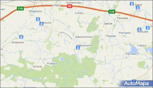 mapa Wierzchomino, Wierzchomino na mapie Targeo