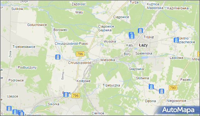 mapa Wiesiółka gmina Łazy, Wiesiółka gmina Łazy na mapie Targeo