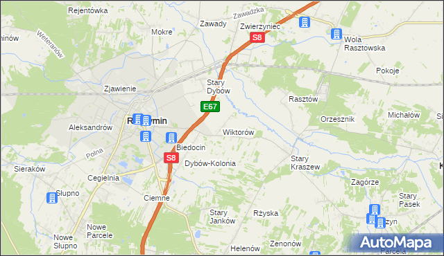 mapa Wiktorów gmina Radzymin, Wiktorów gmina Radzymin na mapie Targeo