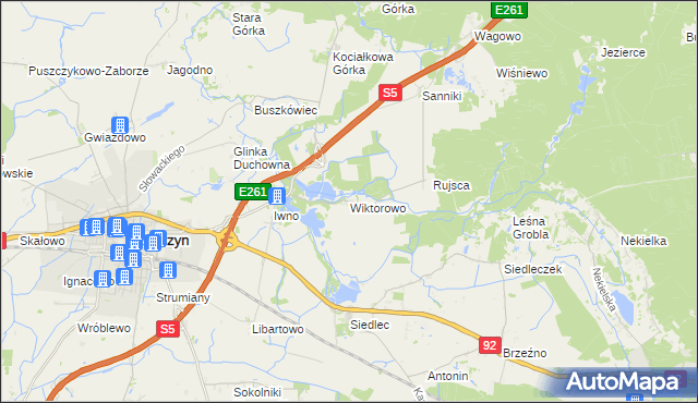 mapa Wiktorowo gmina Kostrzyn, Wiktorowo gmina Kostrzyn na mapie Targeo