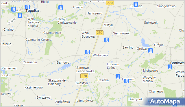 mapa Wiktorowo gmina Lubraniec, Wiktorowo gmina Lubraniec na mapie Targeo
