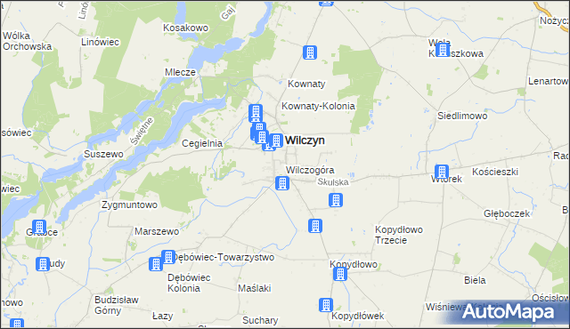 mapa Wilczogóra gmina Wilczyn, Wilczogóra gmina Wilczyn na mapie Targeo