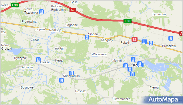 mapa Wilczonek, Wilczonek na mapie Targeo