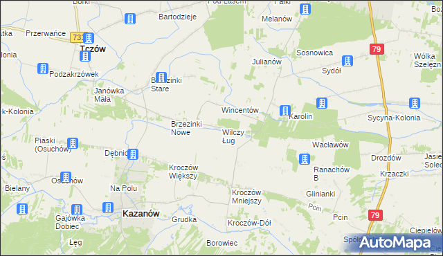 mapa Wilczy Ług, Wilczy Ług na mapie Targeo