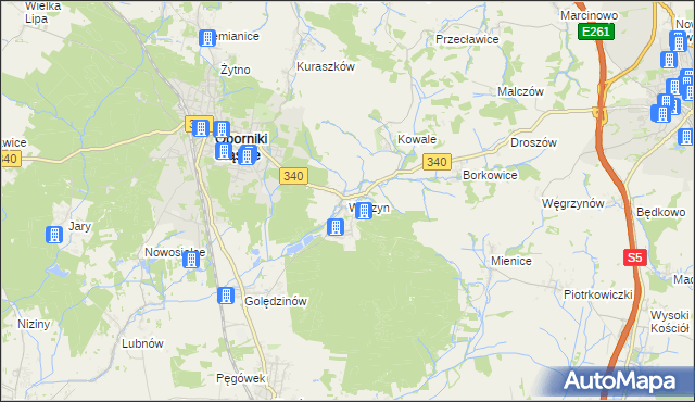 mapa Wilczyn gmina Oborniki Śląskie, Wilczyn gmina Oborniki Śląskie na mapie Targeo