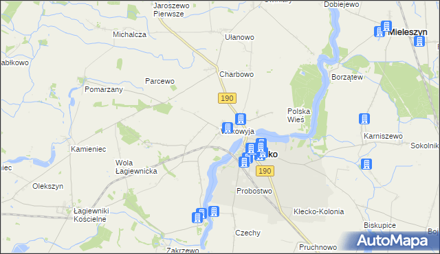 mapa Wilkowyja gmina Kłecko, Wilkowyja gmina Kłecko na mapie Targeo