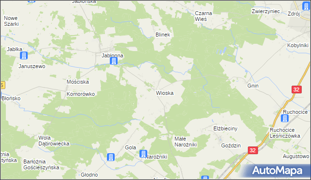 mapa Wioska gmina Rakoniewice, Wioska gmina Rakoniewice na mapie Targeo