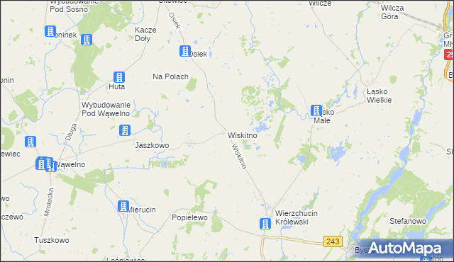 mapa Wiskitno gmina Koronowo, Wiskitno gmina Koronowo na mapie Targeo