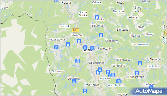 mapa Wisła, Wisła na mapie Targeo