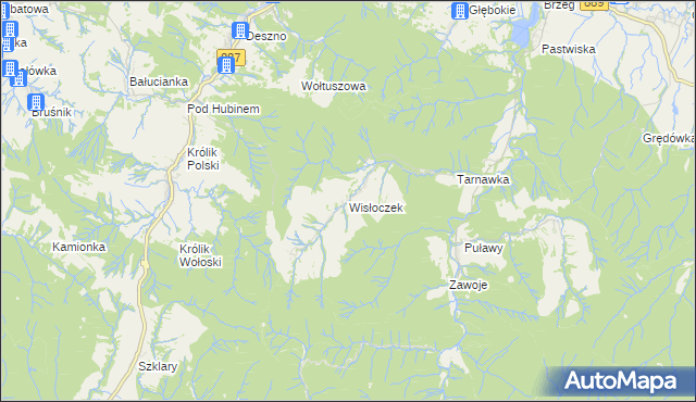 mapa Wisłoczek, Wisłoczek na mapie Targeo