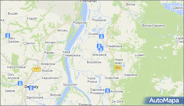 mapa Witkowice gmina Radomyśl nad Sanem, Witkowice gmina Radomyśl nad Sanem na mapie Targeo