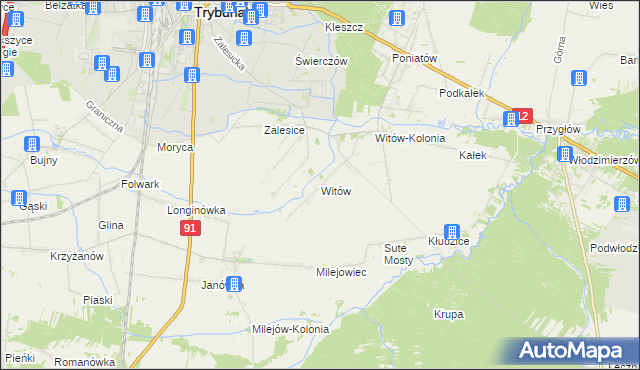 mapa Witów gmina Sulejów, Witów gmina Sulejów na mapie Targeo
