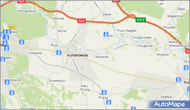 mapa Witowice gmina Końskowola, Witowice gmina Końskowola na mapie Targeo