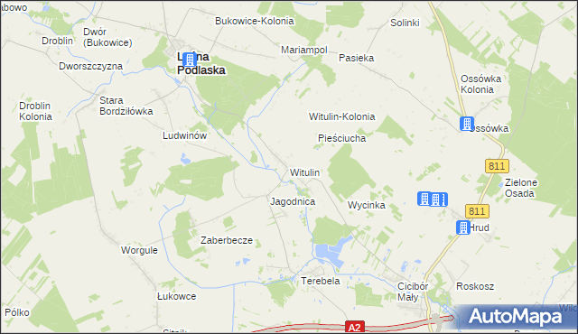 mapa Witulin, Witulin na mapie Targeo