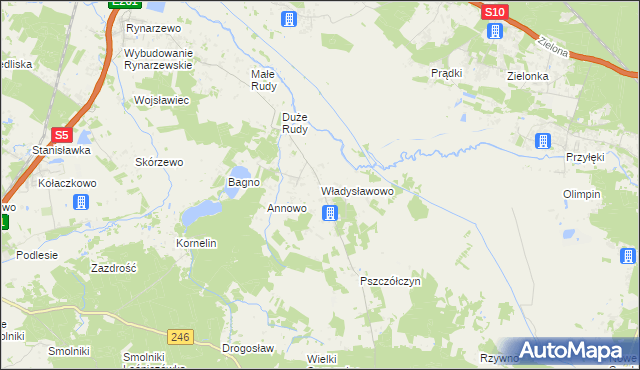 mapa Władysławowo gmina Łabiszyn, Władysławowo gmina Łabiszyn na mapie Targeo