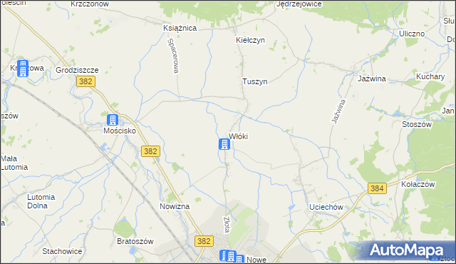 mapa Włóki gmina Dzierżoniów, Włóki gmina Dzierżoniów na mapie Targeo