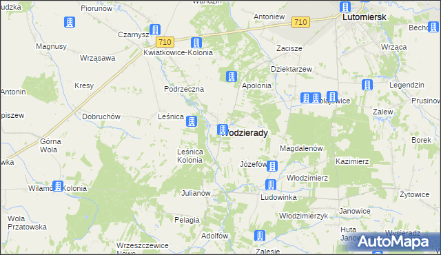 mapa Wodzierady, Wodzierady na mapie Targeo