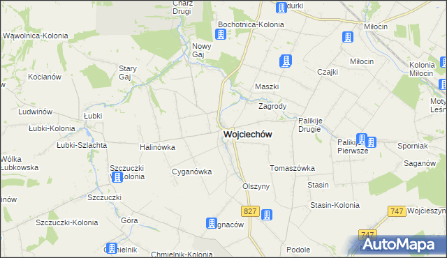 mapa Wojciechów powiat lubelski, Wojciechów powiat lubelski na mapie Targeo