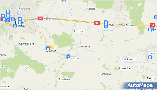 mapa Wojczyce, Wojczyce na mapie Targeo