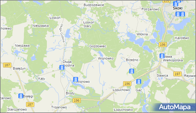 mapa Wojnówko gmina Murowana Goślina, Wojnówko gmina Murowana Goślina na mapie Targeo