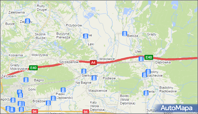 mapa Wokowice, Wokowice na mapie Targeo